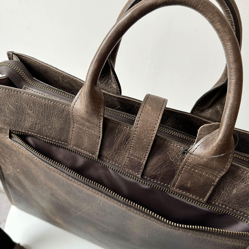 16" Crazy Horse Full-Grain Leather Briefcase