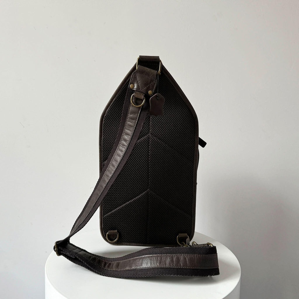 Crazy Horse Leather Large Sling Bag for Men