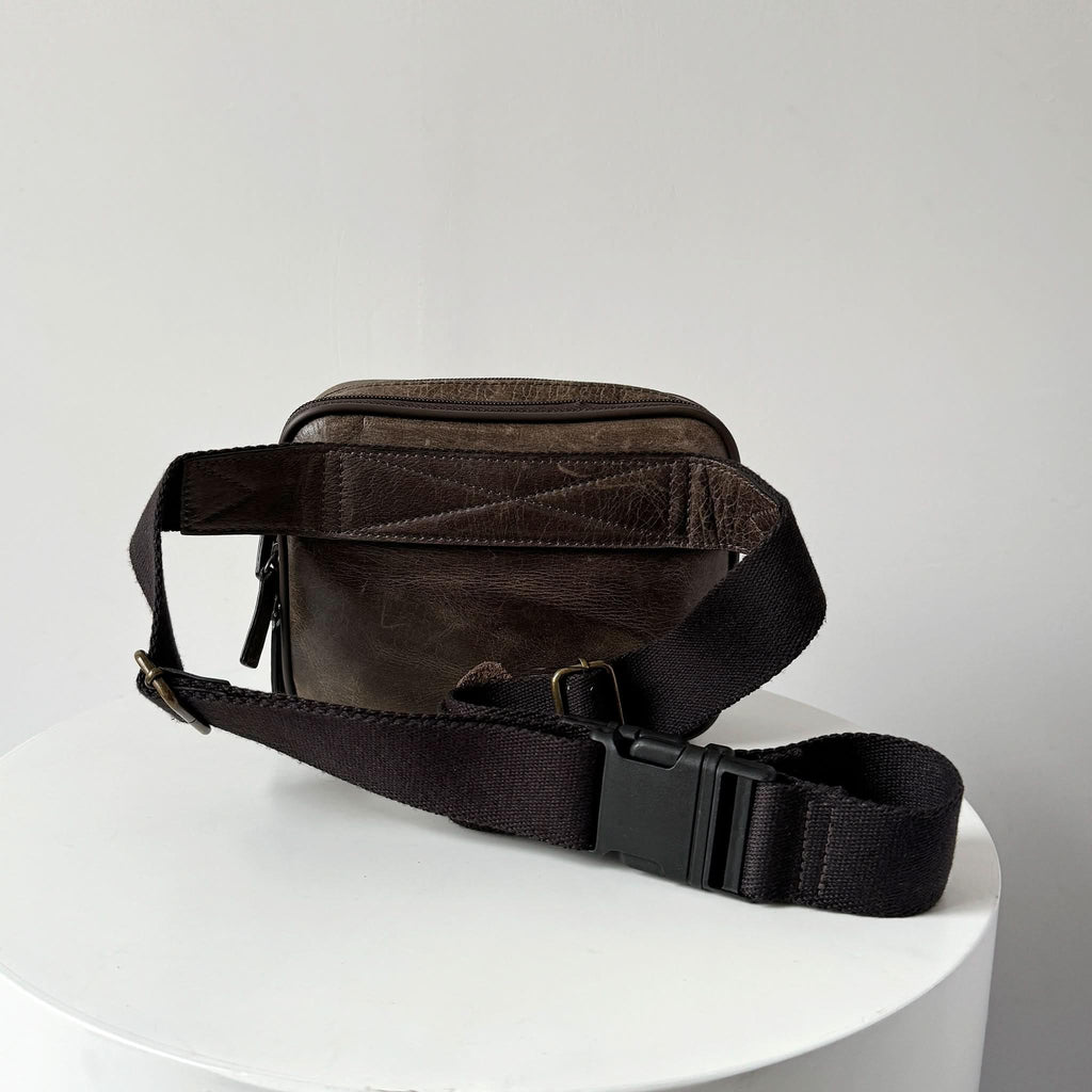 Full-Grain Crazy Horse Leather Waist Bag – Crossbody Travel Waist Pack