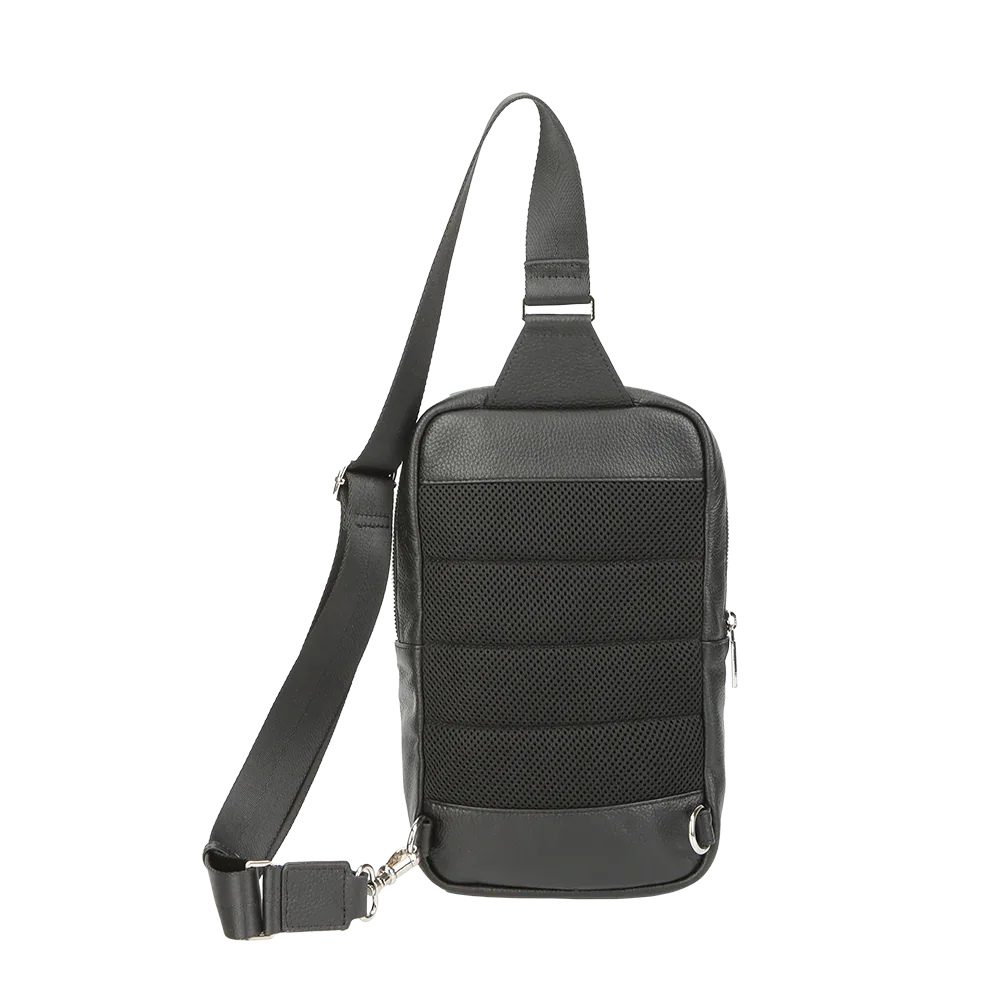 Black Full-Grain Leather Sling Bag for Men