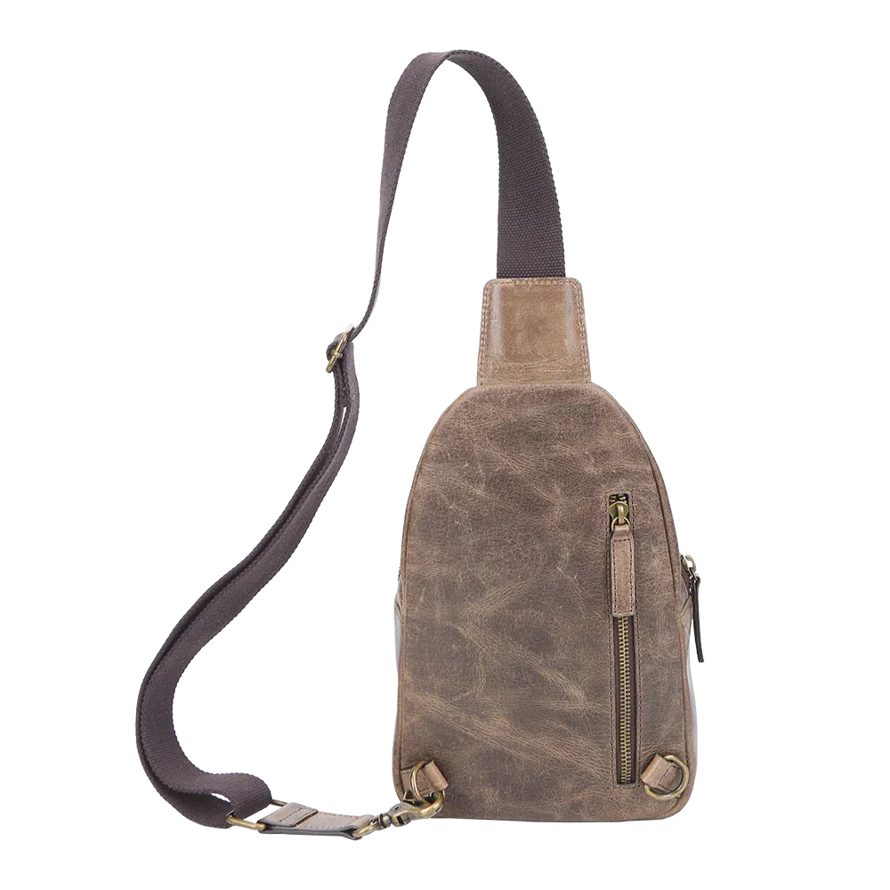 Crazy Horse Leather Compact Sling Bag for Men