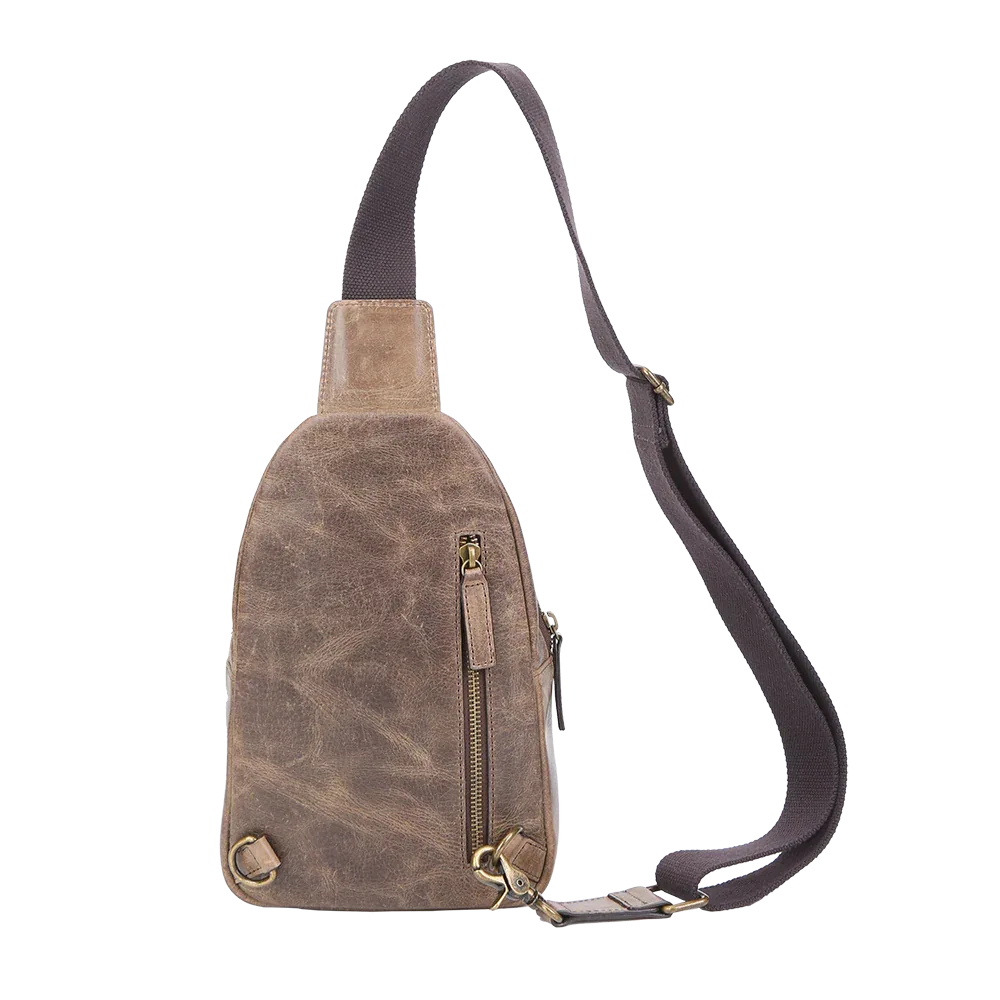 Crazy Horse Leather Compact Sling Bag for Men