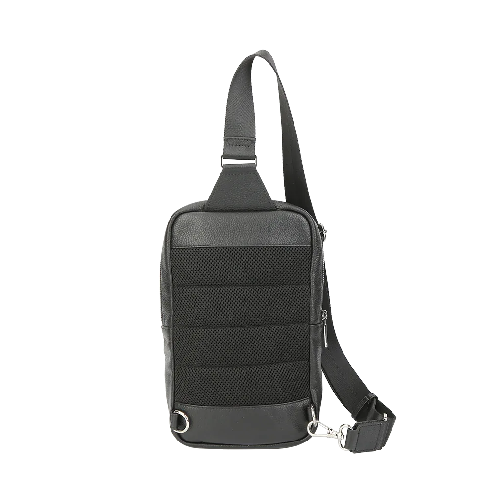 Black Full-Grain Leather Sling Bag for Men
