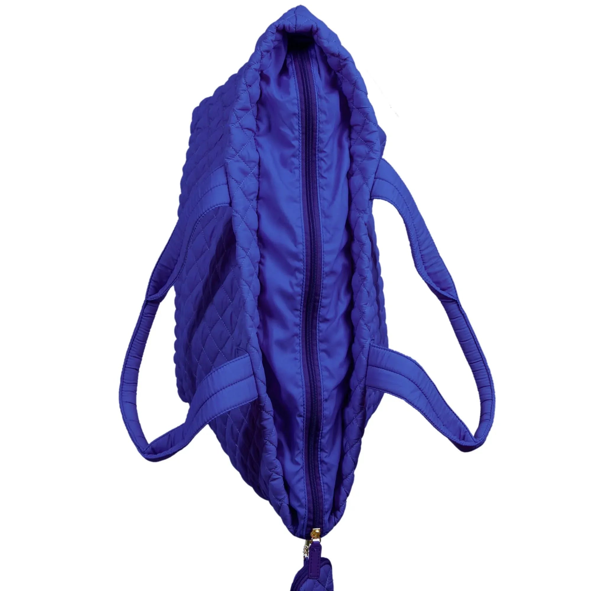 Large Quilted Nylon Zip-Top Tote Bag – Lightweight Travel & Beach Carryall