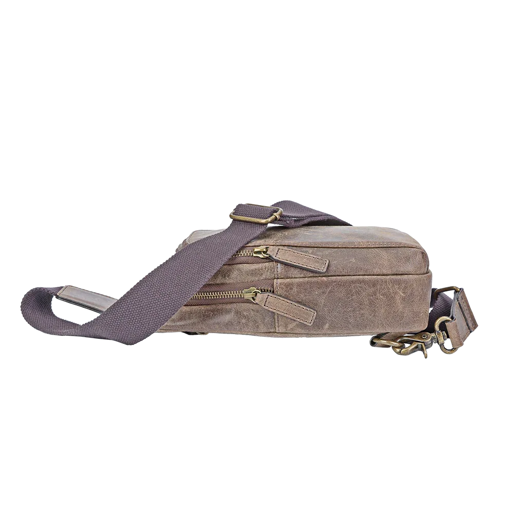 Crazy Horse Leather Compact Sling Bag for Men