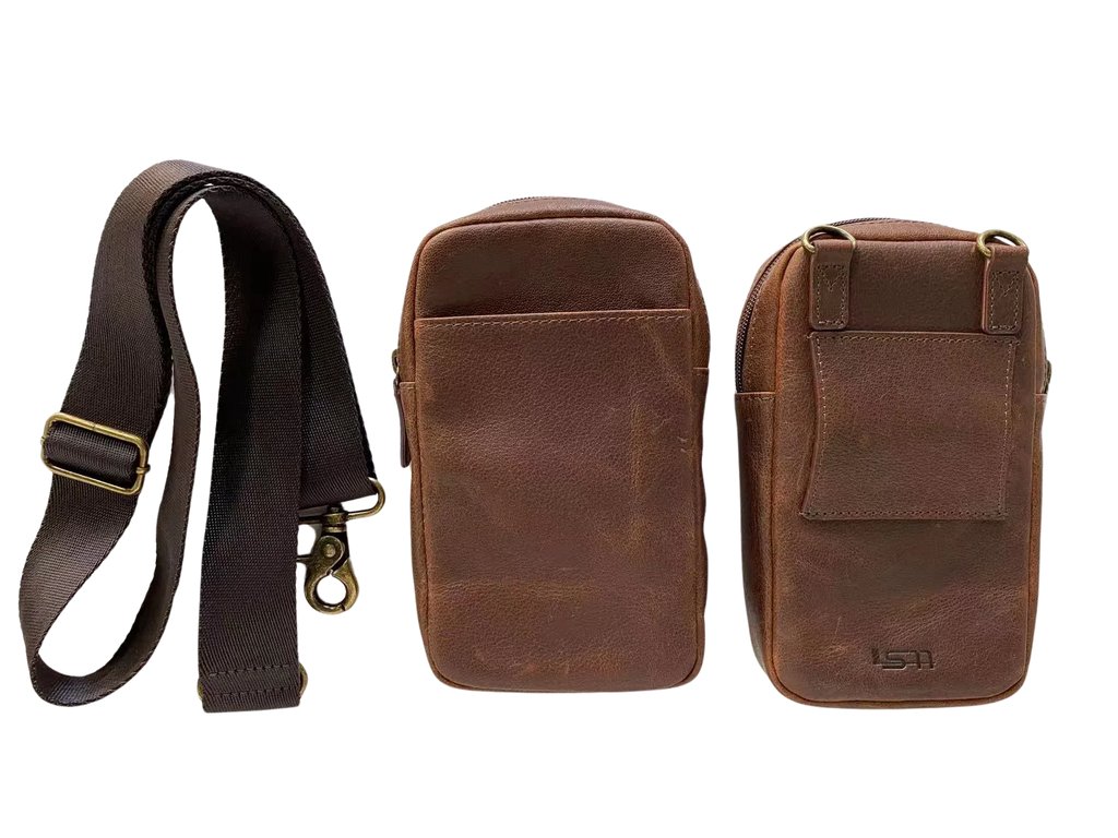 Full-Grain Leather Phone Crossbody Bag – Cambridge Phone Wallet Pouch