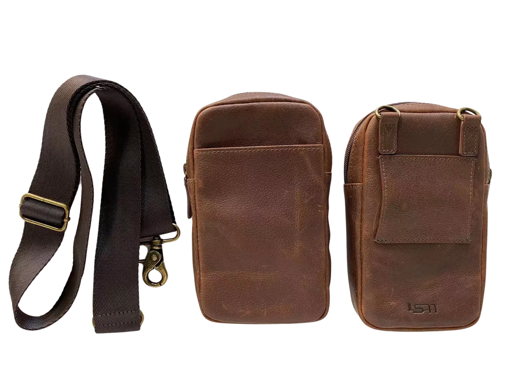 Full-Grain Leather Phone Crossbody Bag – Cambridge Phone Wallet Pouch