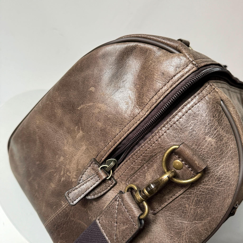 Crazy Horse Leather Weekender Bag – Full-Grain Travel Duffel with Laptop Pocket