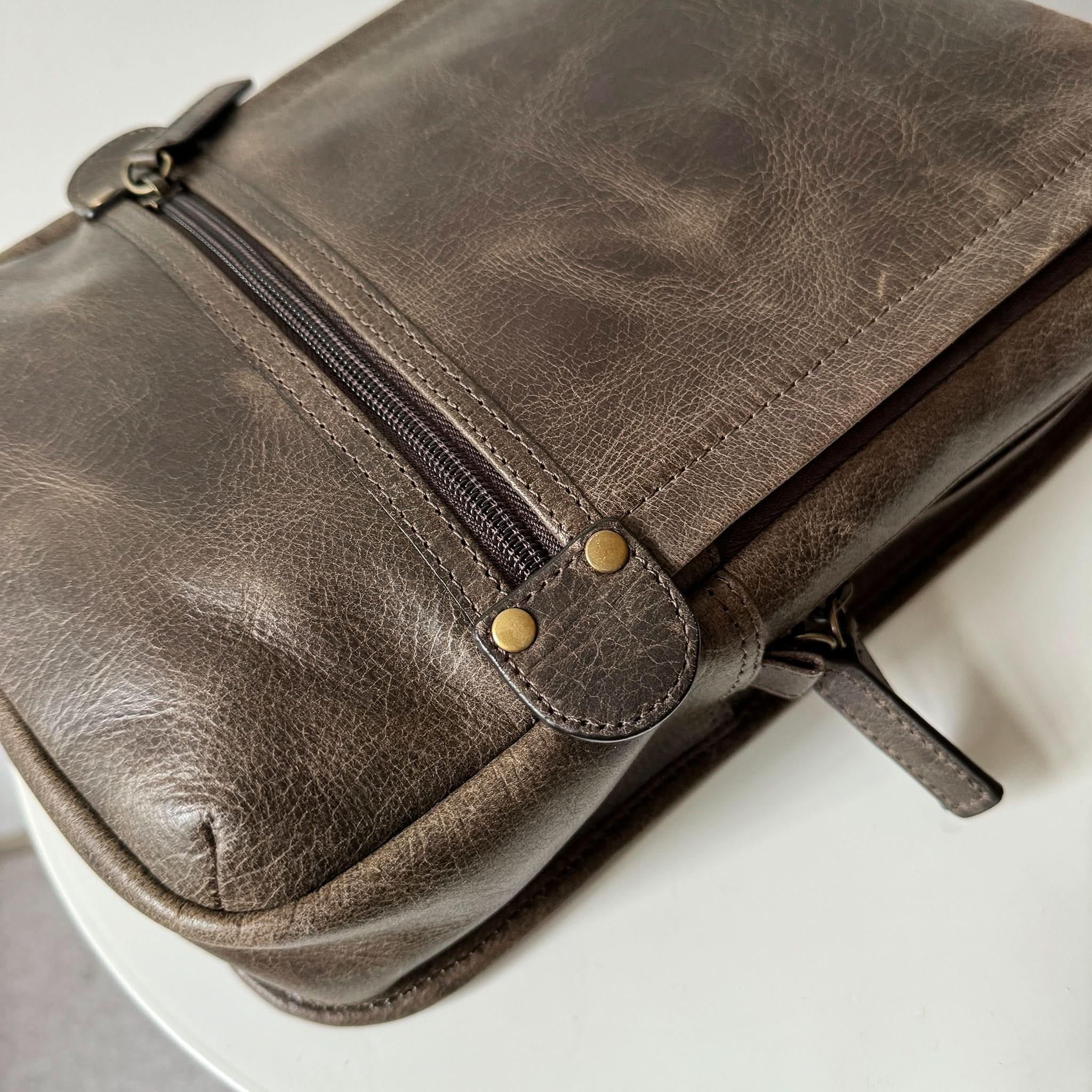 Crazy Horse Leather Large Sling Bag for Men