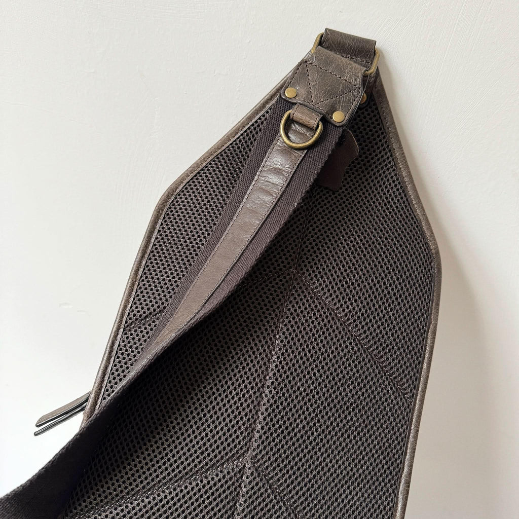Crazy Horse Leather Large Sling Bag for Men