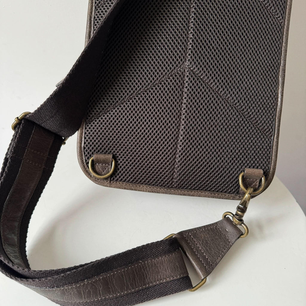 Crazy Horse Leather Large Sling Bag for Men