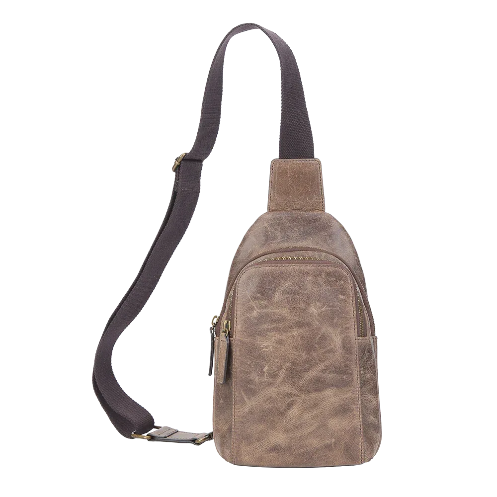 Crazy Horse Leather Compact Sling Bag for Men