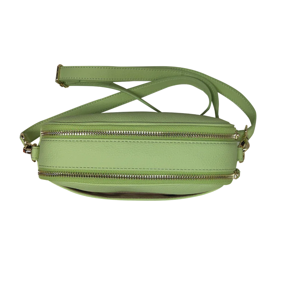 Genuine Leather Double Zipper Crossbody