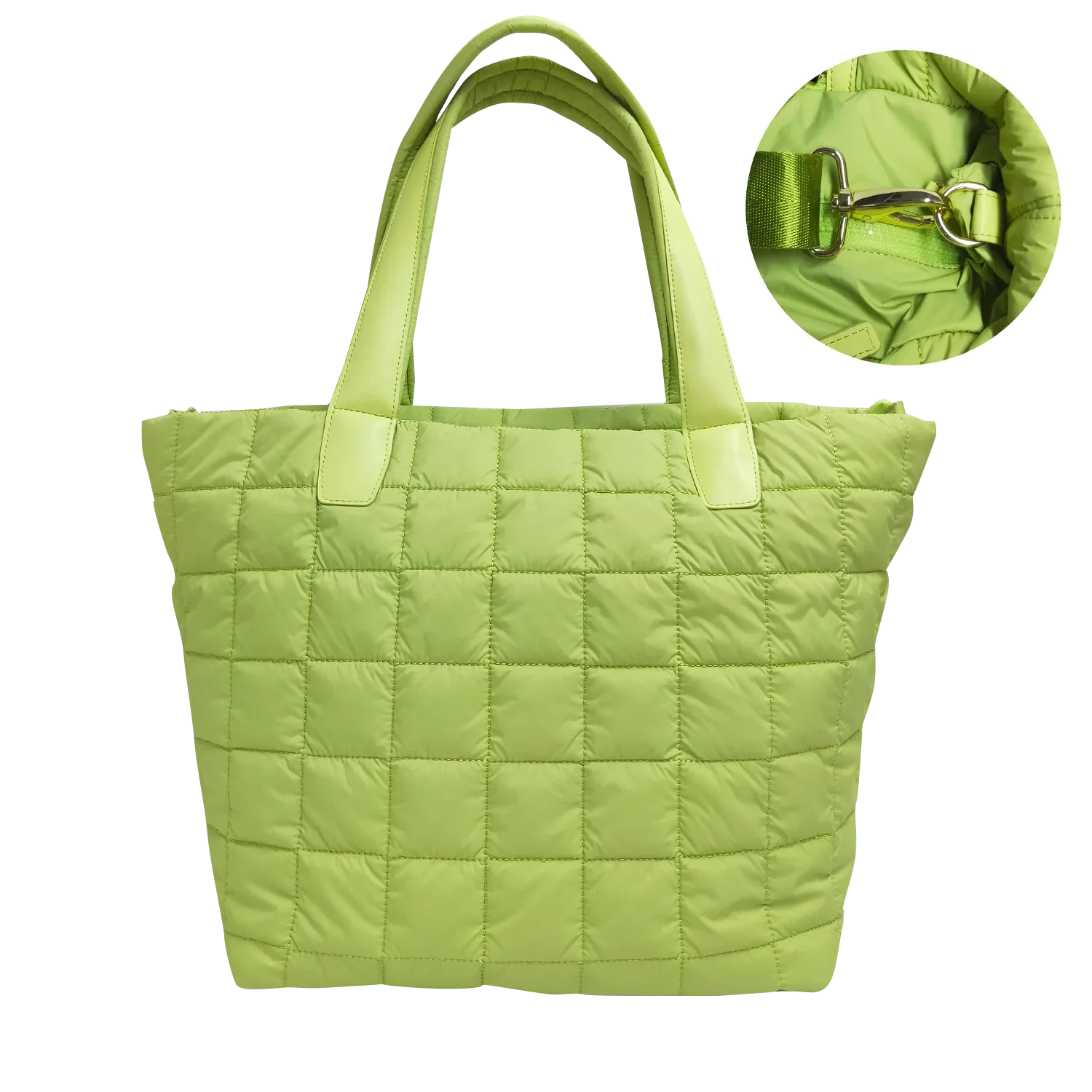 Quilted Nylon Zip-Top Tote Bag for Women – Lightweight 16″ Laptop Work & Travel Tote