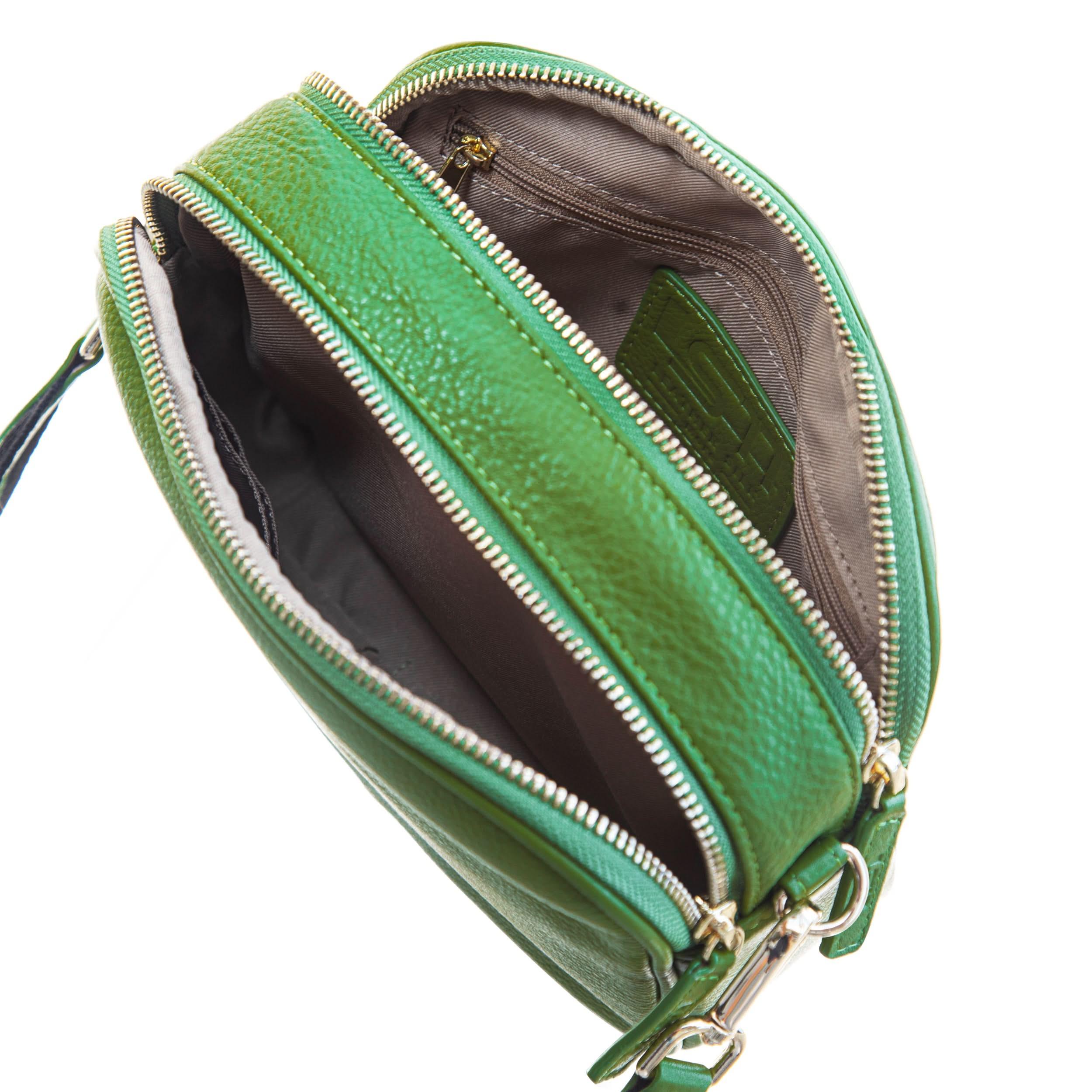 Sophia Full-Grain Leather Crossbody Bag – Double-Zip Travel & Everyday Purse