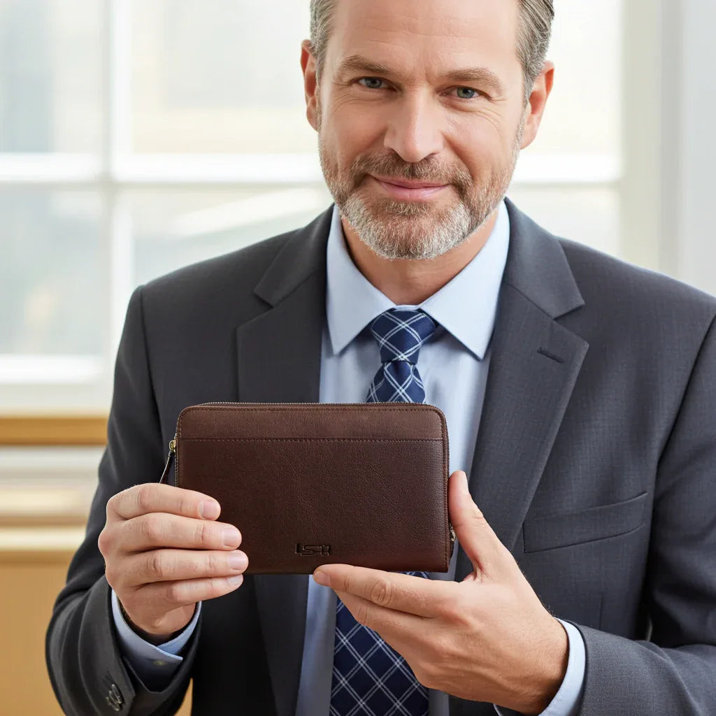 Cambridge Full-Grain Leather Double-Zip Travel Organizer Wallet