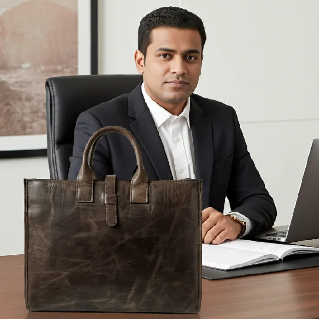 16" Crazy Horse Full-Grain Leather Briefcase