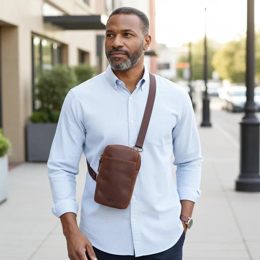 Full-Grain Leather Phone Crossbody Bag – Cambridge Phone Wallet Pouch