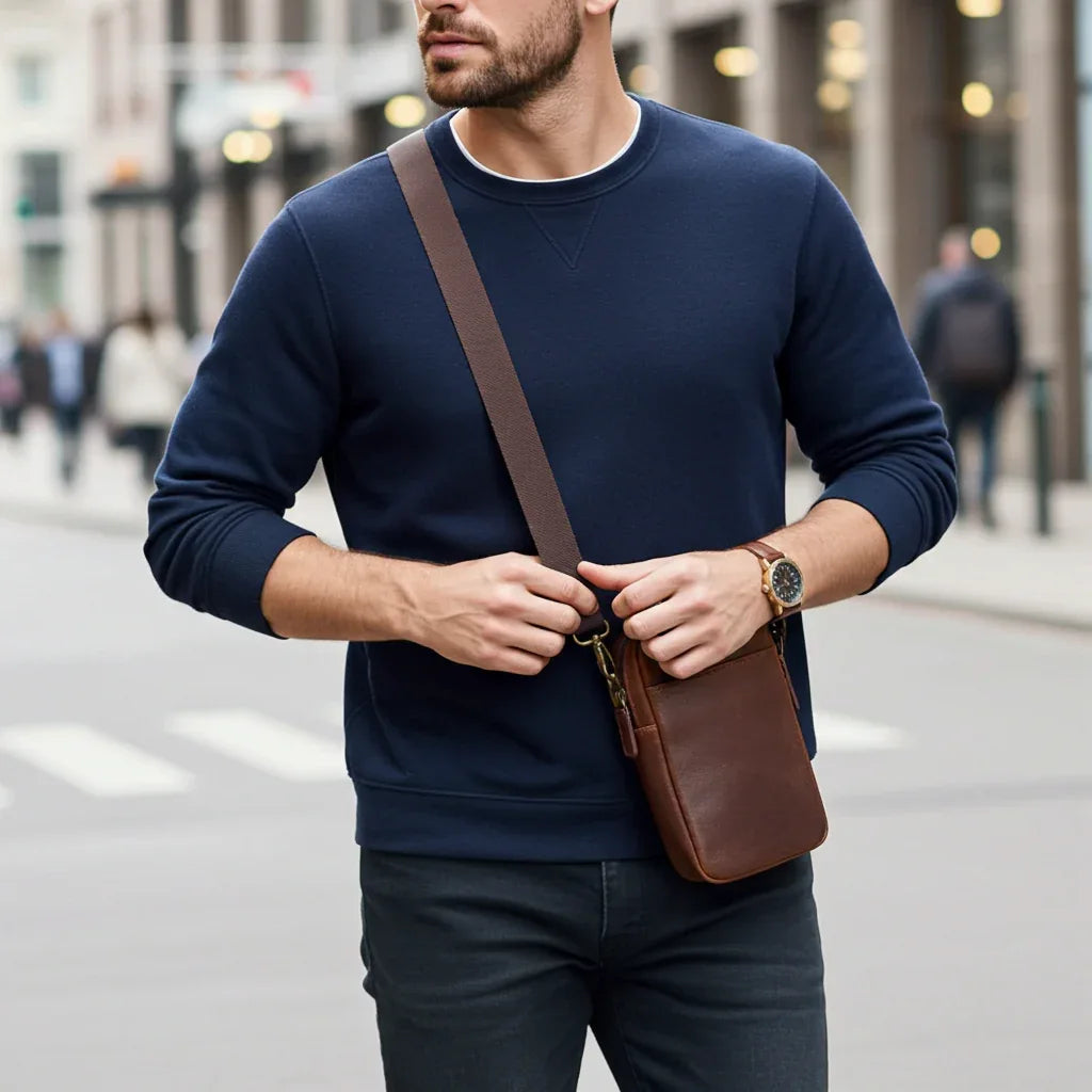 Full-Grain Leather Phone Crossbody Bag – Cambridge Phone Wallet Pouch
