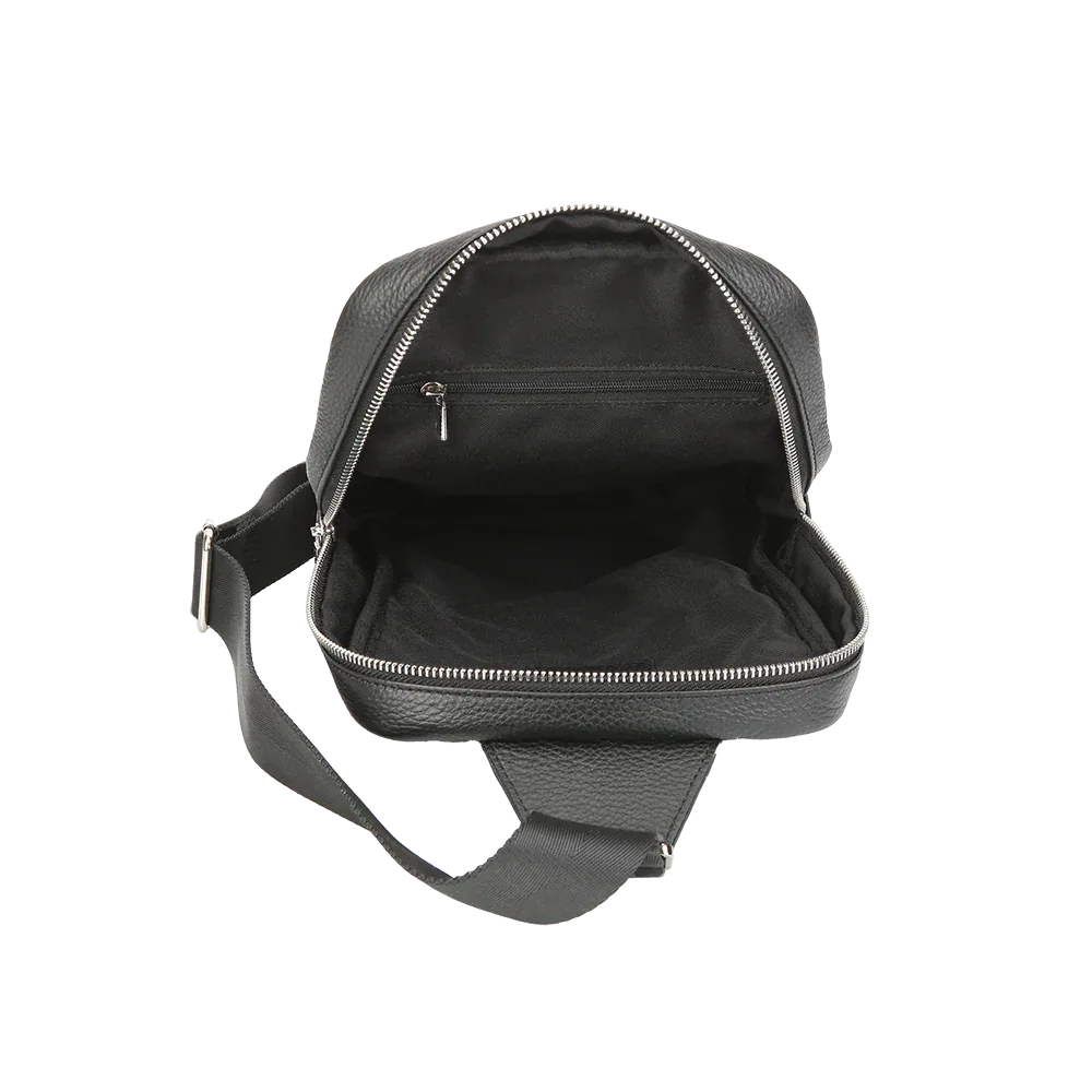 Black Full-Grain Leather Sling Bag for Men