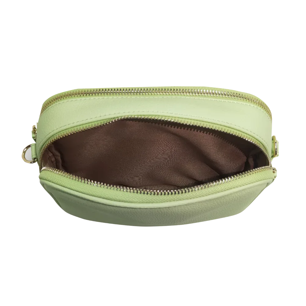 Genuine Leather Double Zipper Crossbody