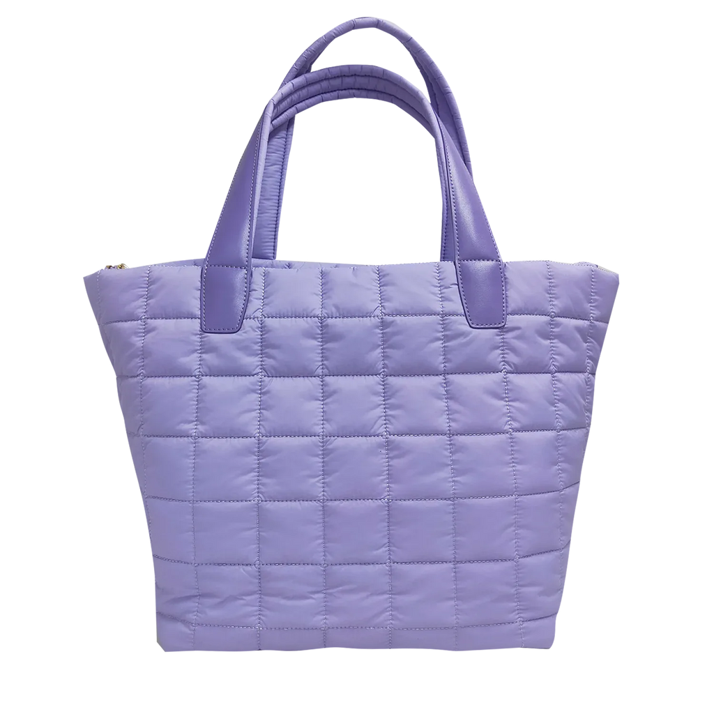 Quilted Nylon Zip-Top Tote Bag for Women – Lightweight 16″ Laptop Work & Travel Tote