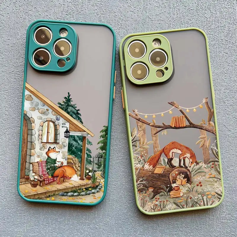 Cartoon Animal Bear Fox Squirrel Phone Case For iPhone