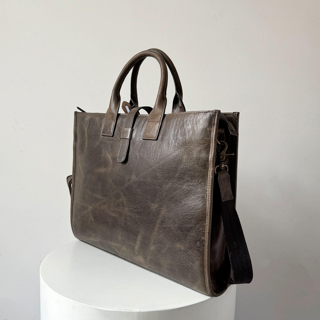16" Crazy Horse Full-Grain Leather Briefcase