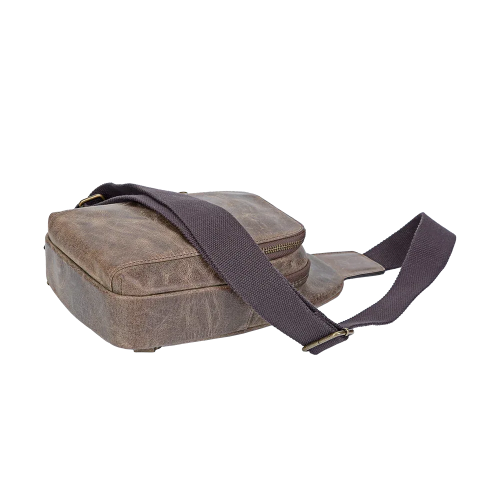 Crazy Horse Leather Compact Sling Bag for Men