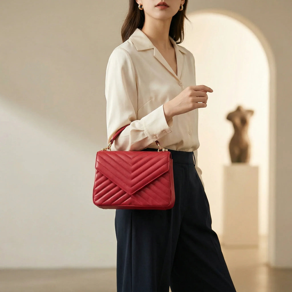 Premium New Zealand Lambskin Quilted Leather Crossbody Bag for Women