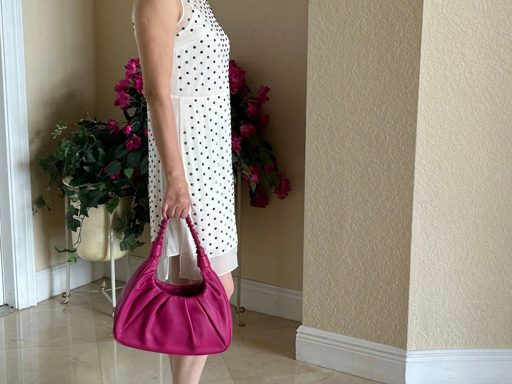 Sophia Full-grain Pebbled Leather Hobo Shoulder Bag for Women