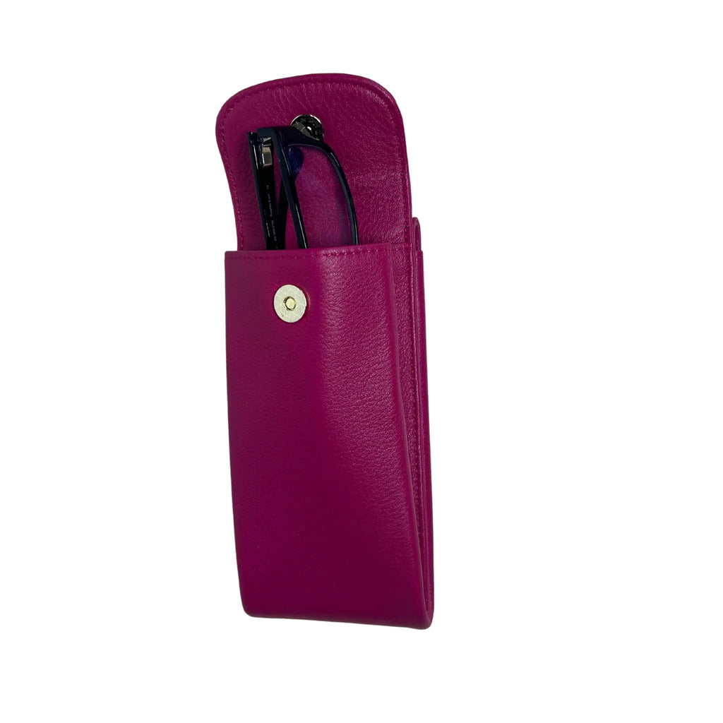 Sophia Full-Grain Leather Double Eyeglass Case – Travel Glasses & Sunglasses Holder