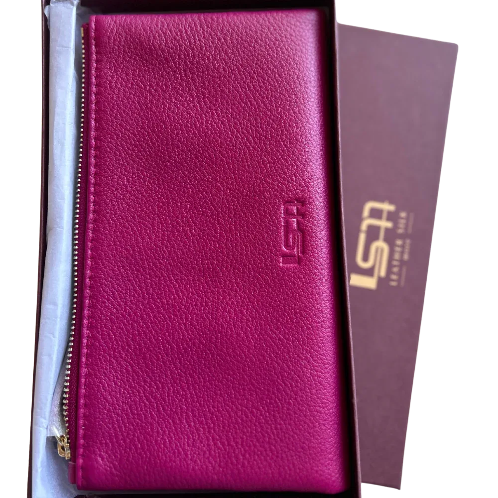 Sophia Soft Full-Grain Leather Double-Zip Wallet with RFID Protection