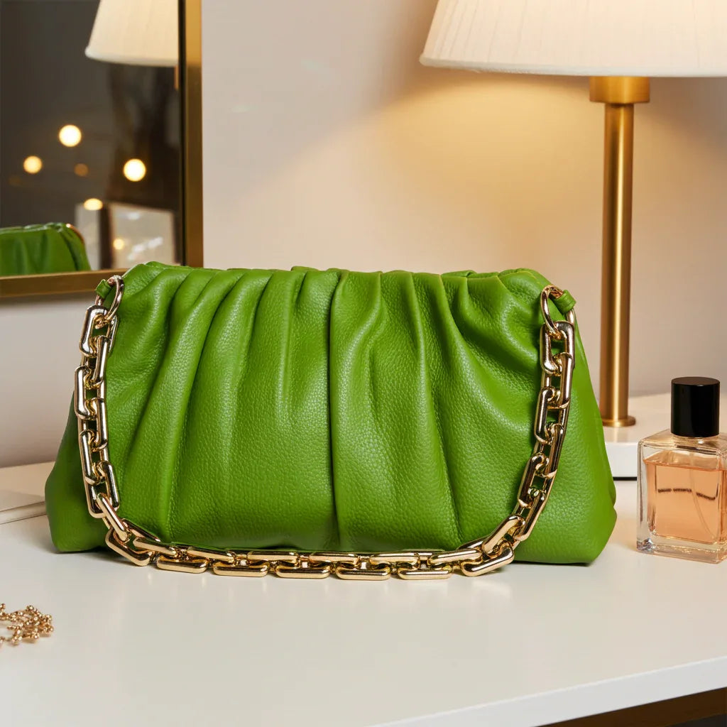 Sophia Full-Grain Leather Clutch Bag