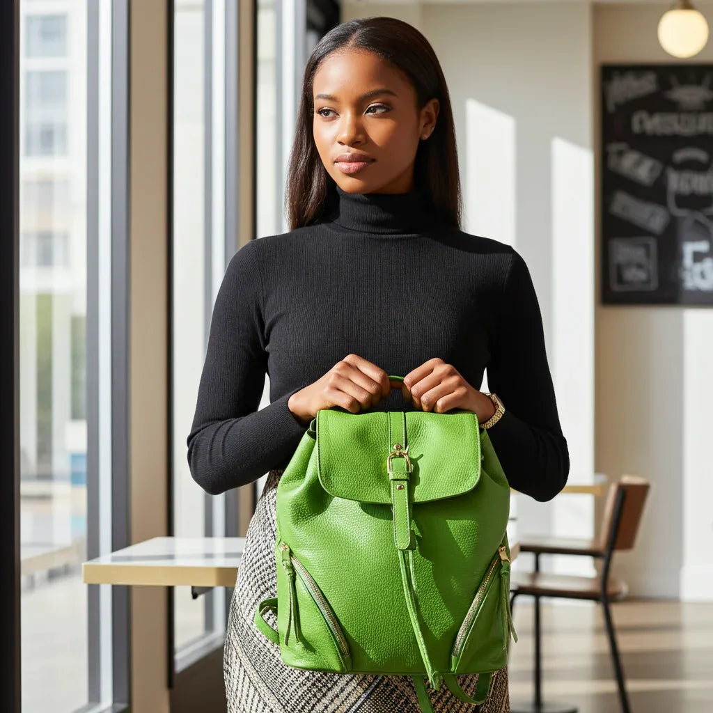 Sophia Full-Grain Leather Backpack for Women