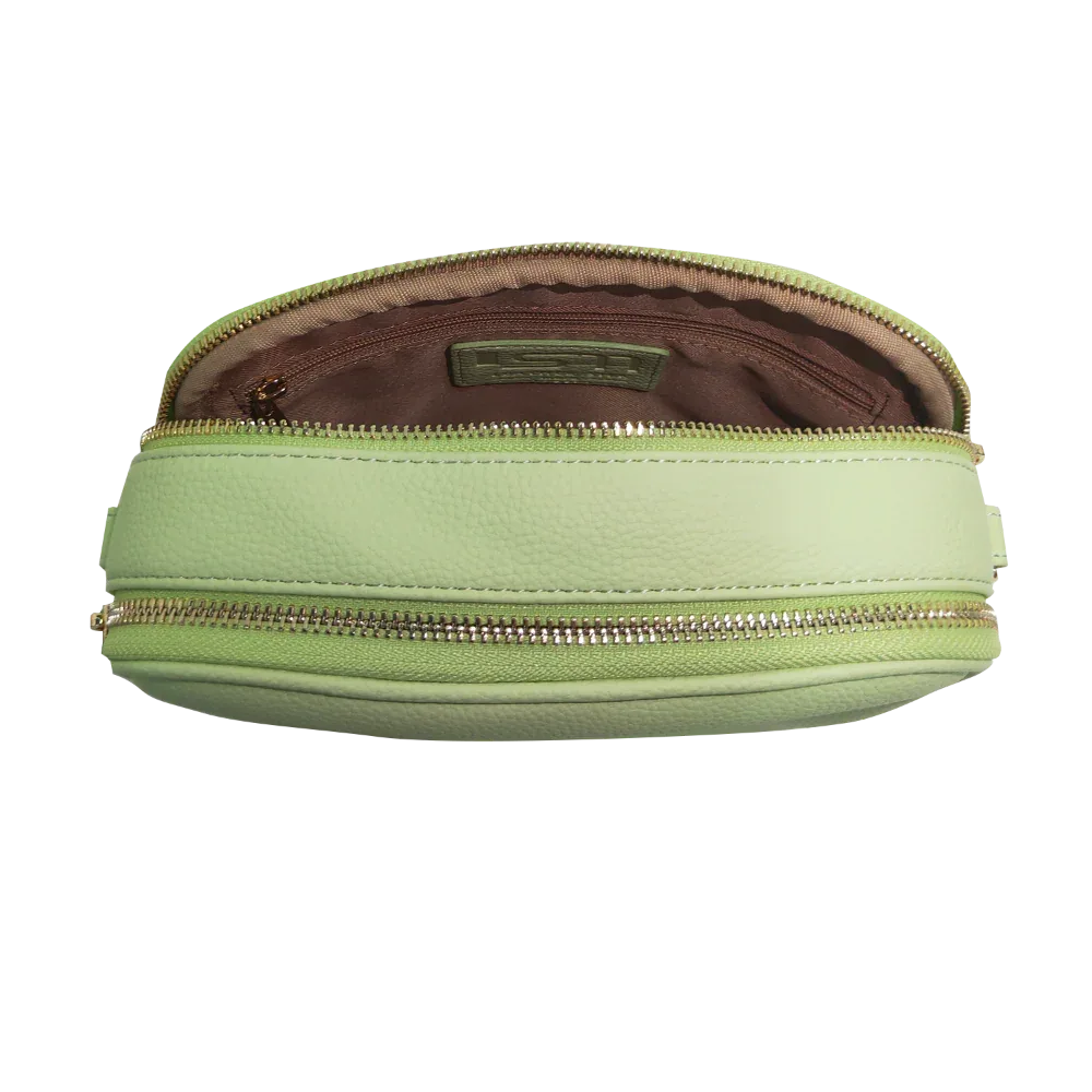 Genuine Leather Double Zipper Crossbody