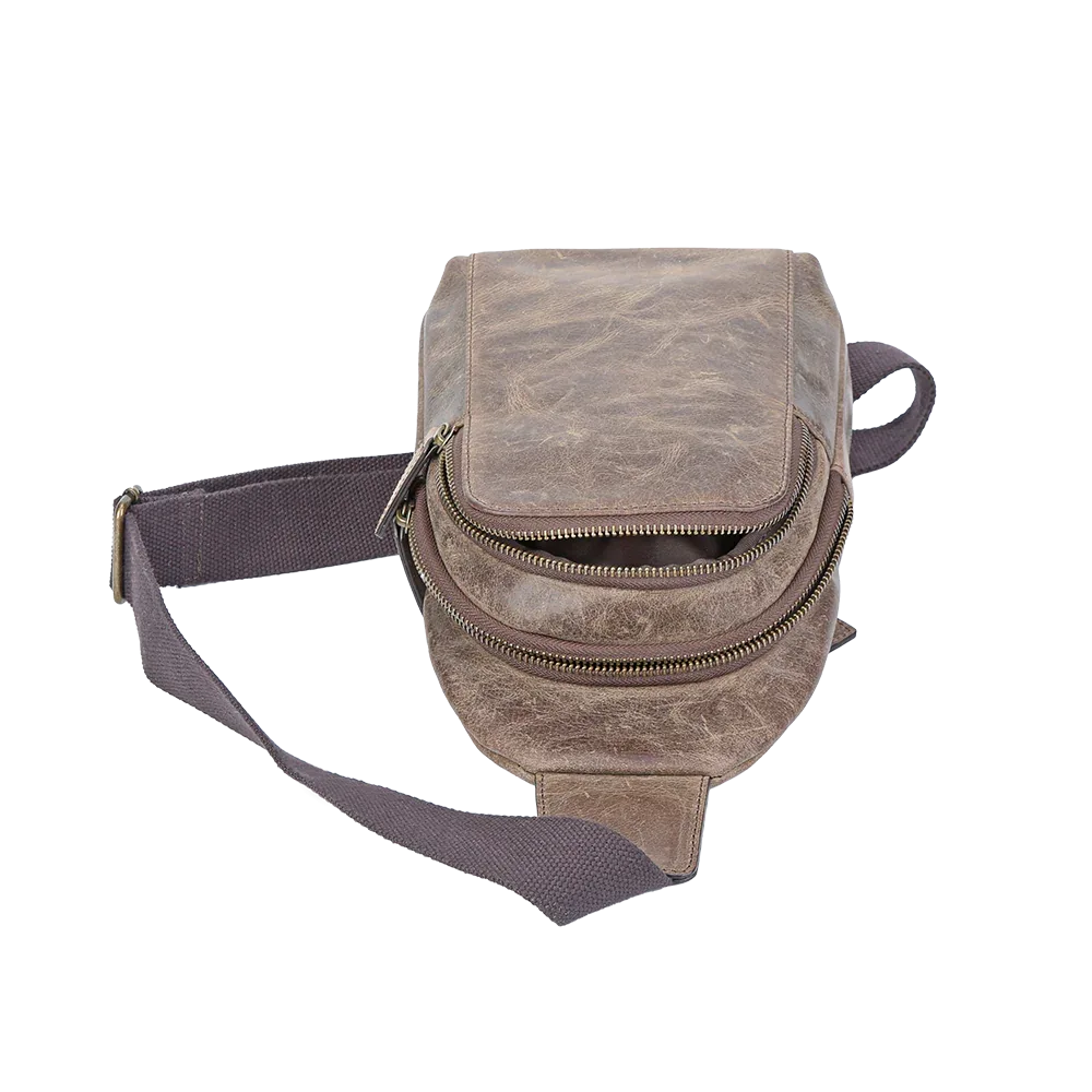 Crazy Horse Leather Compact Sling Bag for Men