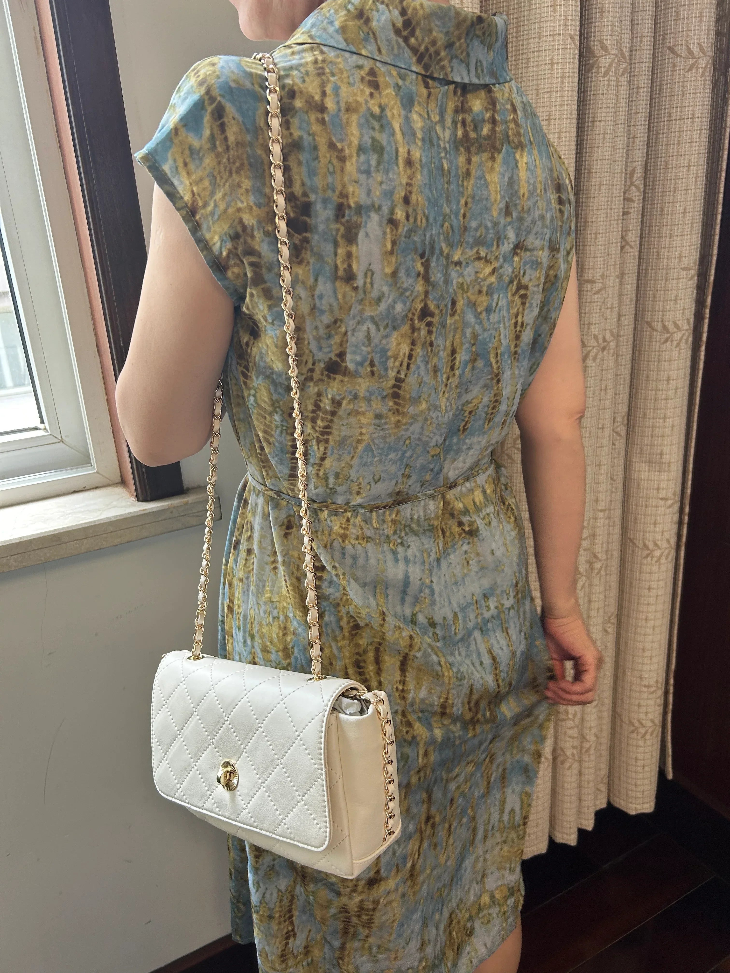 Ivory Quilted Leather Flap Crossbody Bag