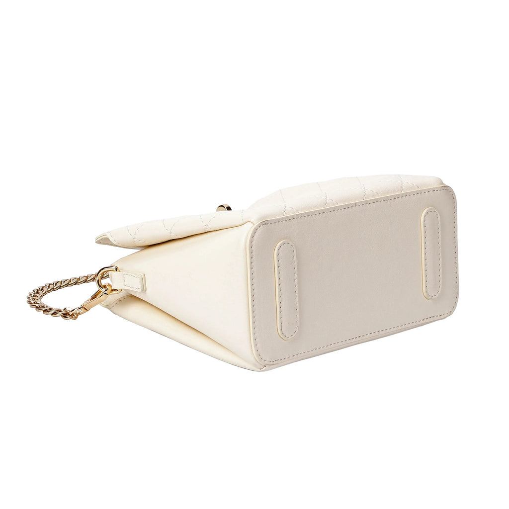 Ivory Quilted Leather Crossbody Bag