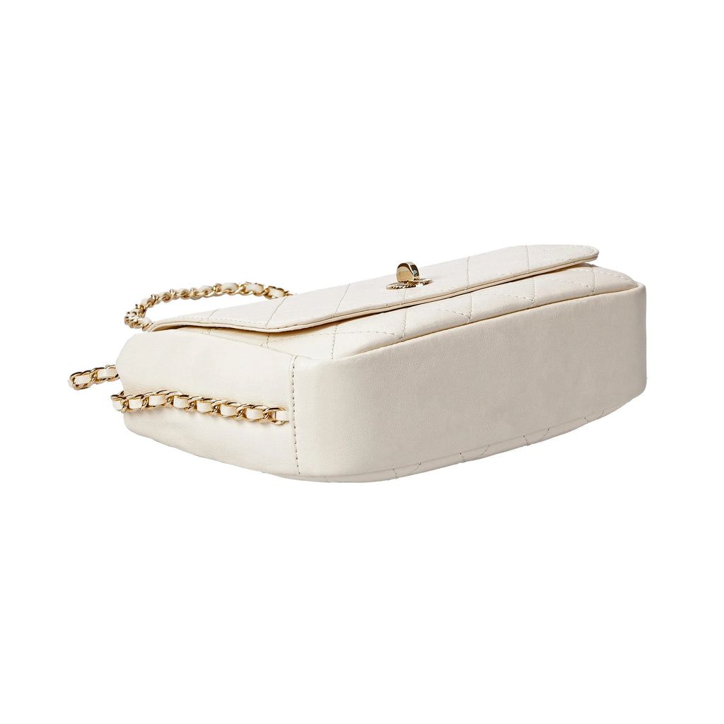 Ivory Quilted Leather Flap Crossbody Bag