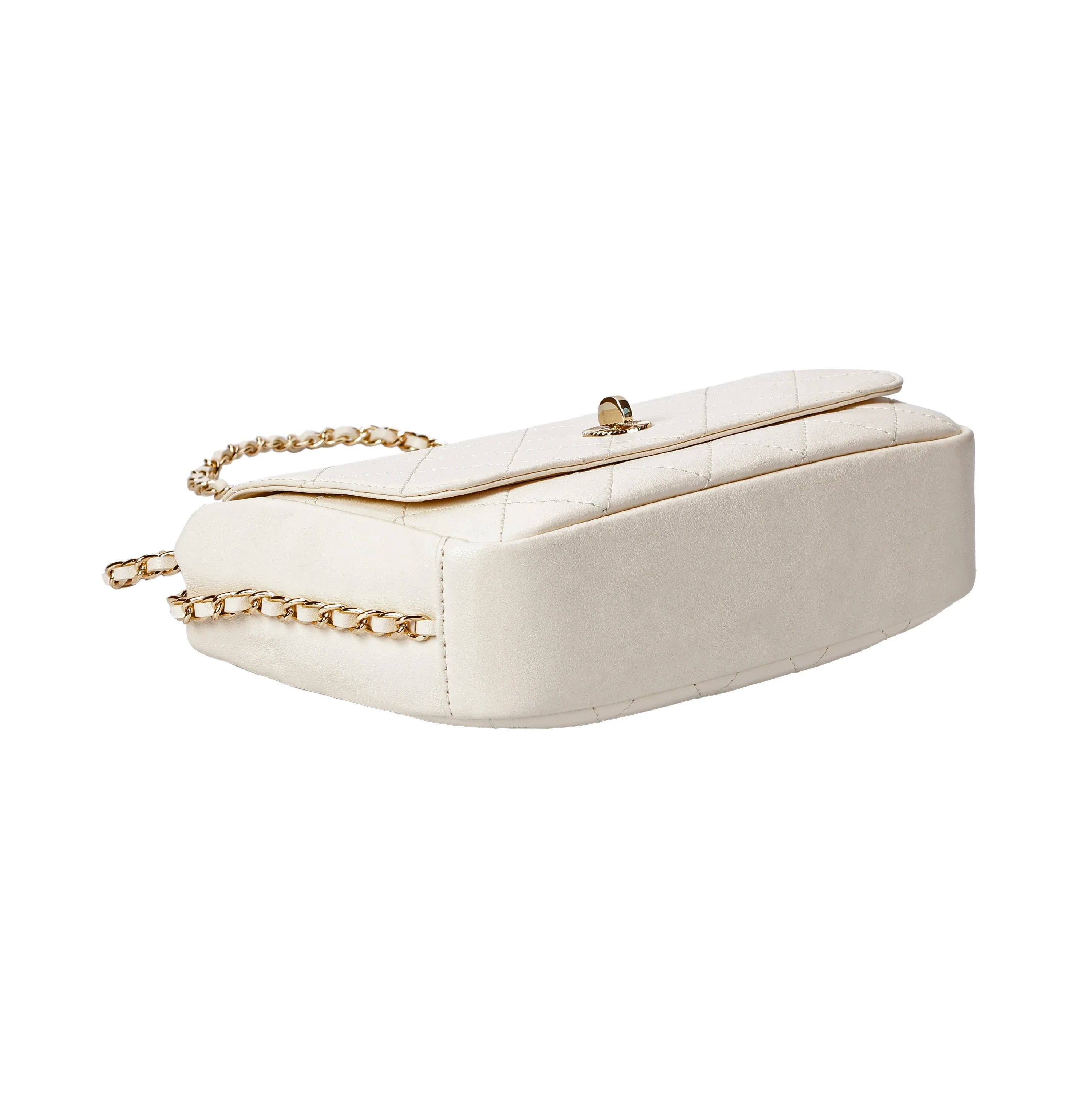 Ivory Quilted Leather Flap Crossbody Bag