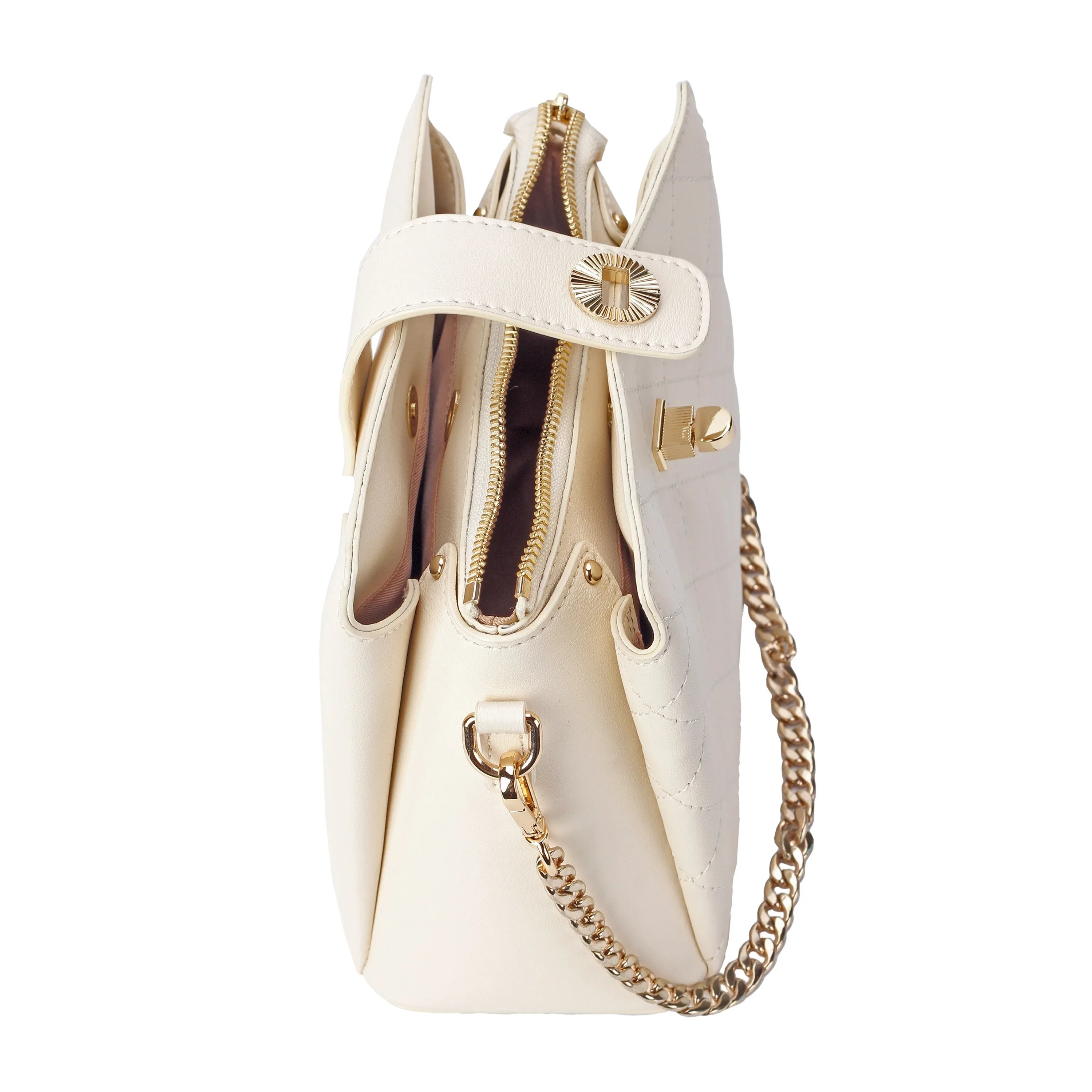 Ivory Quilted Leather Crossbody Bag