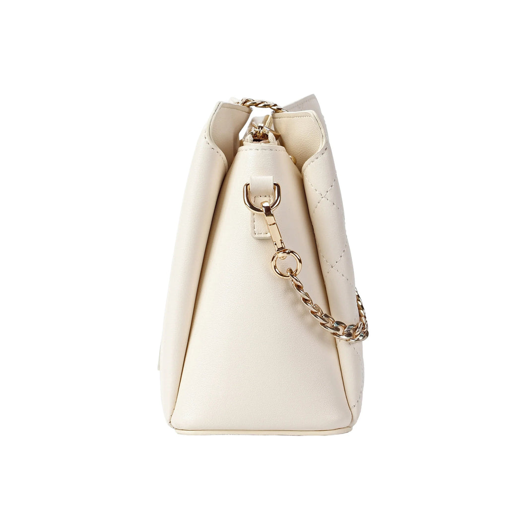 Ivory Quilted Leather Crossbody Bag