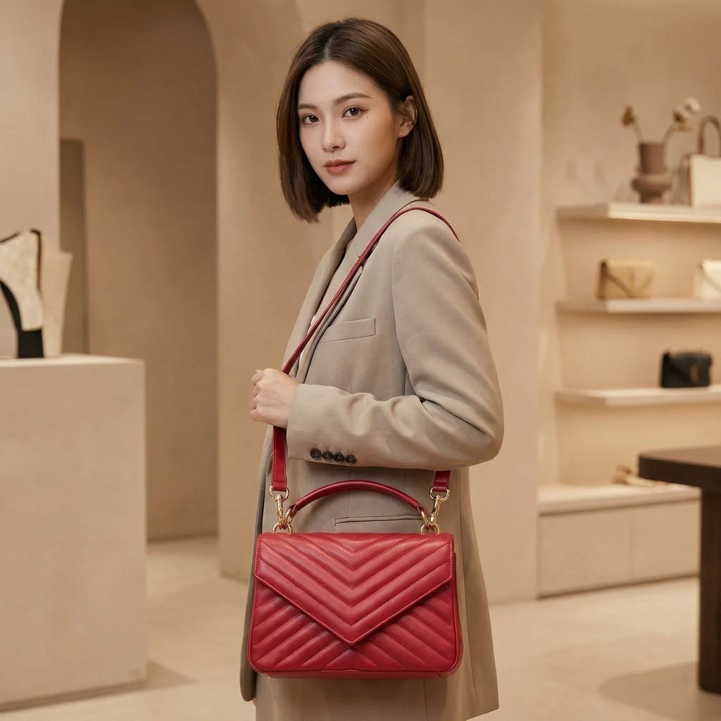 Premium New Zealand Lambskin Quilted Leather Crossbody Bag for Women