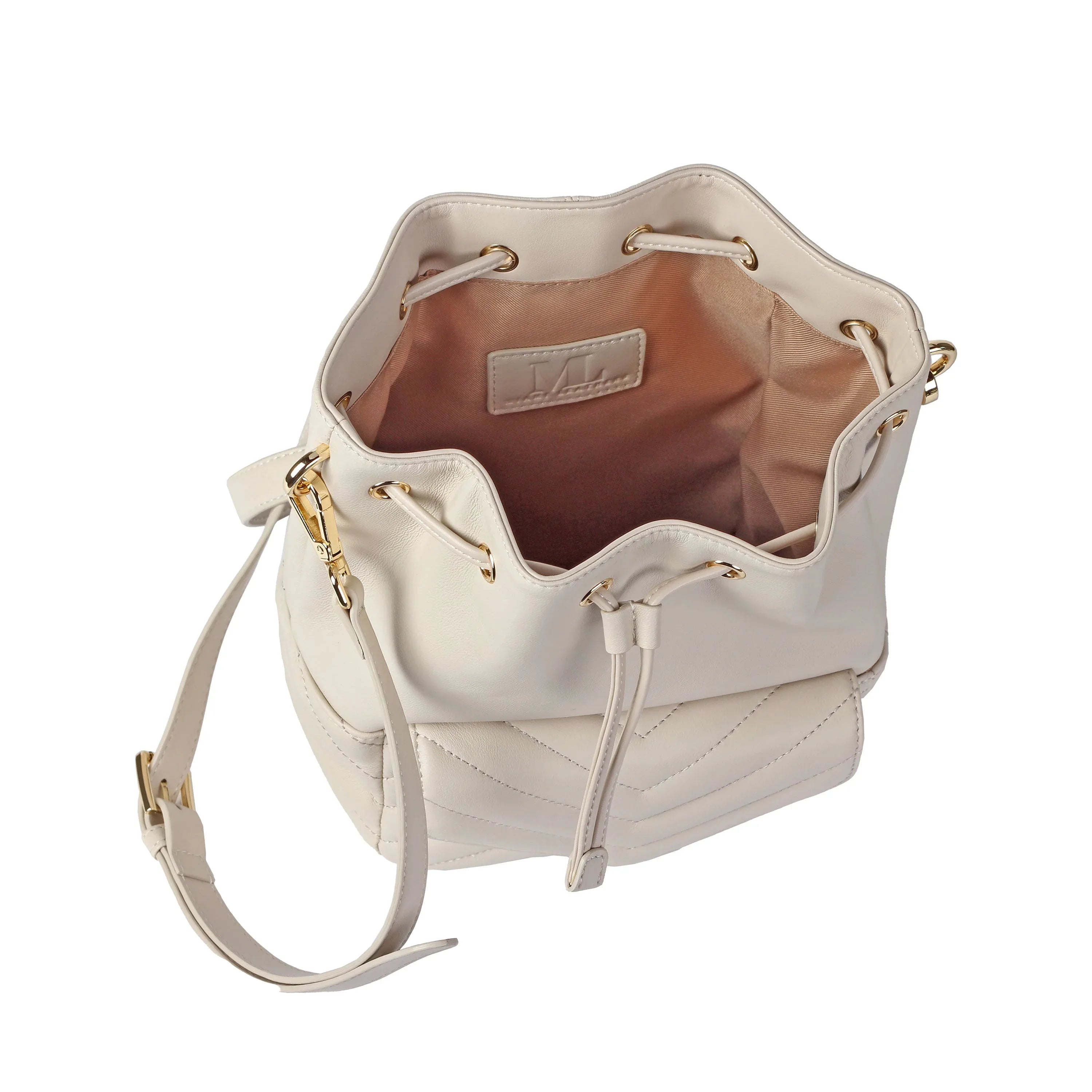 Premium New Zealand Lambskin Leather Drawstring Bucket Bag for Women